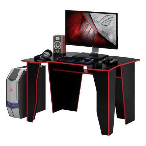 Компьютерный стол МФ Мастер Страйкер 120x89,2x75, черный с красной кромкой в Дятьково