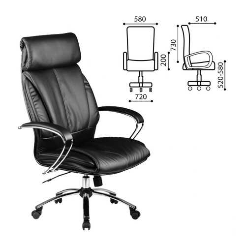 Кресло офисное МЕТТА LK-13CH, кожа, хром, черное в Дятьково