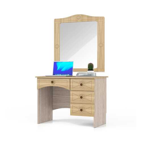 Стол с зеркалом Мебельный Двор Онега МД-1-06+ЗН-1 лён/ясень шимо светлый 102х59х185 в Дятьково