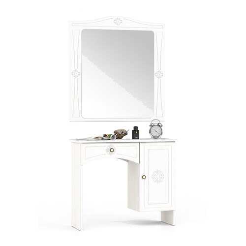 Туалетный столик с зеркалом Мебельный Двор Онега ТС-1+ЗН-1 белый 90х31х185 в Дятьково